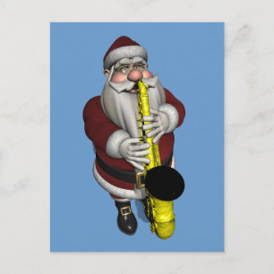 Cartes Pour Fêtes Annuelles Le Père Noël joue du saxophone