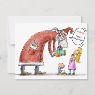 Cartes Pour Fêtes Annuelles Le Père Noël livrant des cadeaux aux enfants