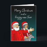 Cartes Pour Fêtes Annuelles Le Père Noël, Mme Claus et Rudolph le renne<br><div class="desc">Le Père Noël,  Mme Claus et Rudolph,  les rennes souhaitent à tous un joyeux Noël et une bonne année.</div>