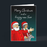 Cartes Pour Fêtes Annuelles Le Père Noël, Mme Claus et Rudolph le renne<br><div class="desc">Le Père Noël,  Mme Claus et Rudolph,  les rennes souhaitent à tous un joyeux Noël et une bonne année.</div>