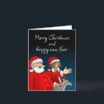 Cartes Pour Fêtes Annuelles Le Père Noël, Mme Claus et Rudolph le renne<br><div class="desc">Le Père Noël,  Mme Claus et Rudolph,  les rennes souhaitent à tous un joyeux Noël et une bonne année.</div>