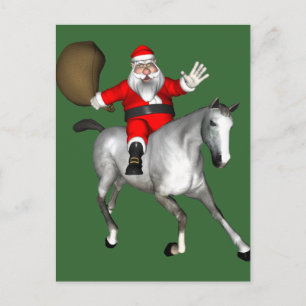 Cartes Pour Fêtes Annuelles Le Père Noël Monte Un Cheval Gris