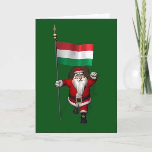 Cartes Pour Fêtes Annuelles Le Père Noël patriotique visite la Hongrie (Devant)