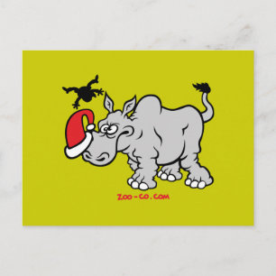 Cartes Pour Fêtes Annuelles Le Père Noël rencontre un Rhino