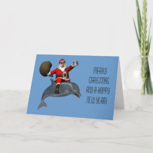 Cartes Pour Fêtes Annuelles Le Père Noël roule sur le dauphin