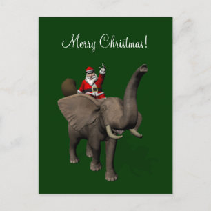 Cartes Pour Fêtes Annuelles Le Père Noël Se Rend Sur Elephant
