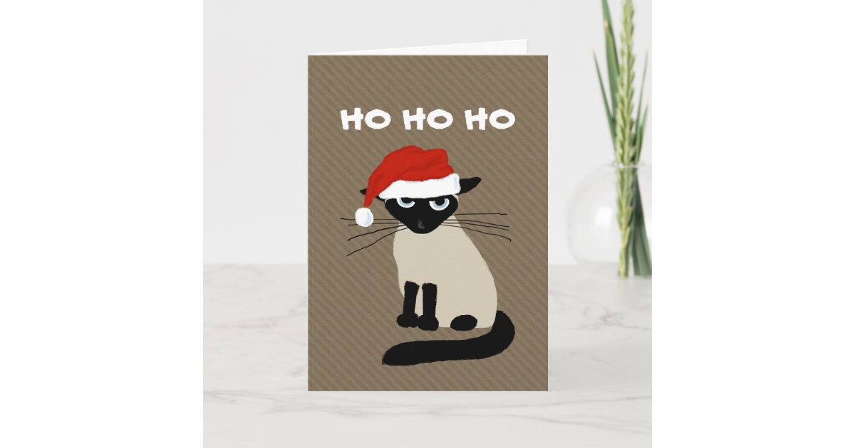 Cartes Pour Fetes Annuelles Le Pere Noel Siamois Noel Drole De Chat De Kitty Zazzle Fr