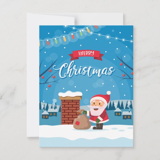 Cartes Pour Fêtes Annuelles Le Père Noël sur le toit (Devant)