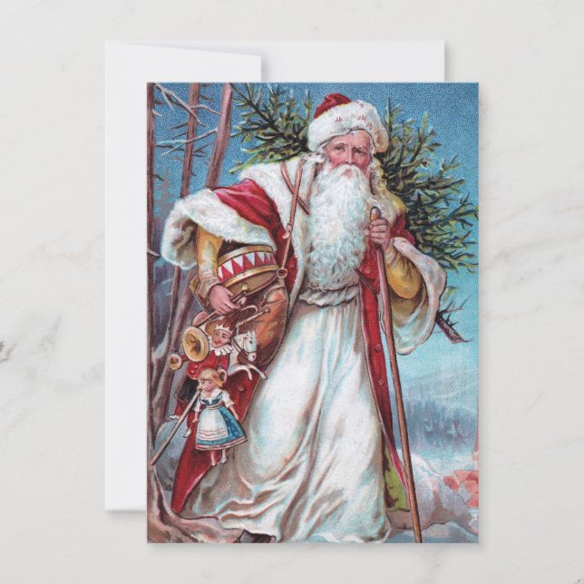 Cartes Pour Fêtes Annuelles Le Père Noël Sur Son Chemin (Devant)