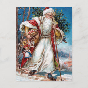 Cartes Pour Fêtes Annuelles Le père noël victorien en velours rouge et