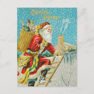 Cartes Pour Fêtes Annuelles Le Père Noël vintage à Chimney