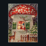 Cartes Pour Fêtes Annuelles Le Père Noël vintage Gnome Dans La Maison Des Cham<br><div class="desc">Vintage Père Noël Gnome Dans Une Carte De Maison De Champignons.</div>