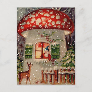 Cartes Pour Fêtes Annuelles Le Père Noël vintage Gnome Dans La Maison Des Cham