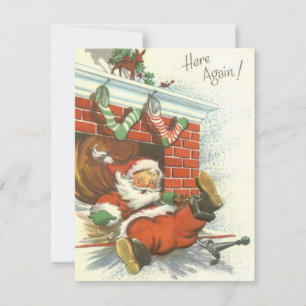 Cartes Pour Fêtes Annuelles Le Père Noël vintage Tombe Chimney
