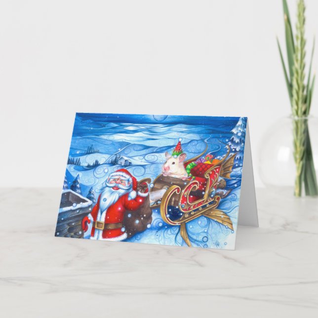 Cartes Pour Fêtes Annuelles Le petit hamster de Père Noël (Devant)