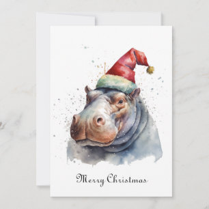 Cartes Pour Fêtes Annuelles Le Petit Hippopotame du Père Noël, sur mesure