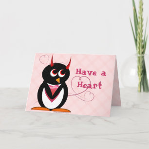 Cartes Pour Fêtes Annuelles Le pingouin malin a un coeur