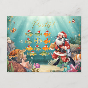Cartes Pour Fêtes Annuelles Le poisson porte le chapeau de Père Noël à la fête