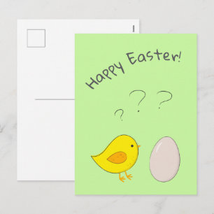 Cartes Pour Fêtes Annuelles Le poulet ou l'oeuf mignon dessin animé de Pâques
