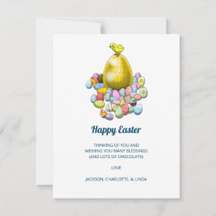 Cartes Pour Fêtes Annuelles Le poussin de Pâques et l'oeuf de Pâques d'or