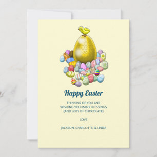 Cartes Pour Fêtes Annuelles Le poussin de Pâques et l'œuf de Pâques en or