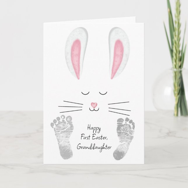 Cartes Pour Fêtes Annuelles Le premier lapin de Pâques de la petite-fille (Devant)