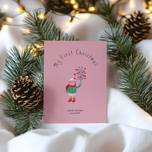 Cartes Pour Fêtes Annuelles Le premier Noël de bébé - Mouton mignon sur fond r