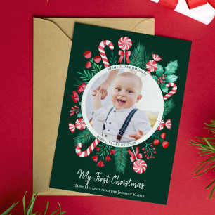 Cartes Pour Fêtes Annuelles Le premier Noël de bébé Souvenir Aquarelle