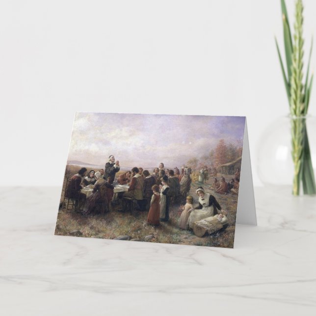 Cartes Pour Fêtes Annuelles Le premier thanksgiving chez Plymouth par (Devant)