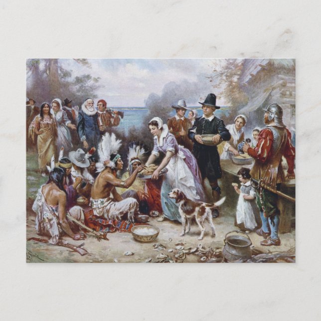 Cartes Pour Fêtes Annuelles Le premier Thanksgiving de Jean Ferris c. 1912 (Devant)