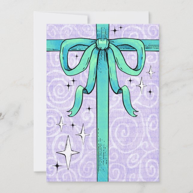 Cartes Pour Fêtes Annuelles Le Présent (Vert & Violet)  (Devant)
