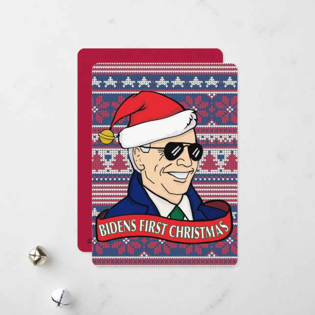 Cartes Pour Fêtes Annuelles Le Président Bidens Premier Noël Drôle Appartement (Devant/Arrière en situation)