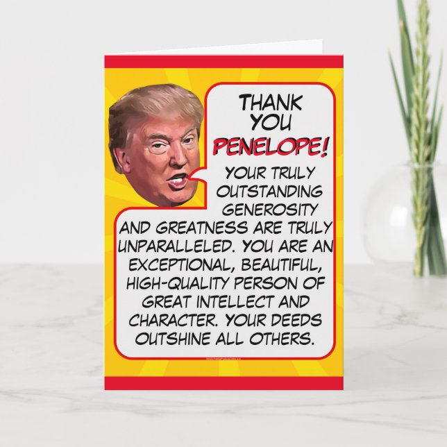 Cartes Pour Fêtes Annuelles Le président personnalisé Donald Trump Merci (Devant)