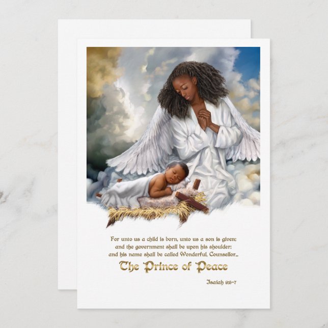 Cartes Pour Fêtes Annuelles Le Prince de la Paix. Ange et bébé Jésus (Devant / Derrière)