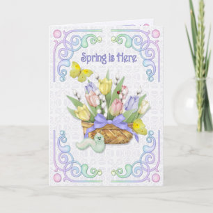 Cartes Pour Fêtes Annuelles Le printemps est là - Verset intérieur
