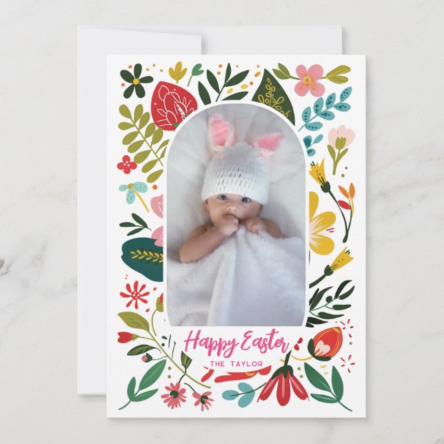 Cartes Pour Fêtes Annuelles Le printemps mignon fleurit Blessful Baby's Easter (Devant)