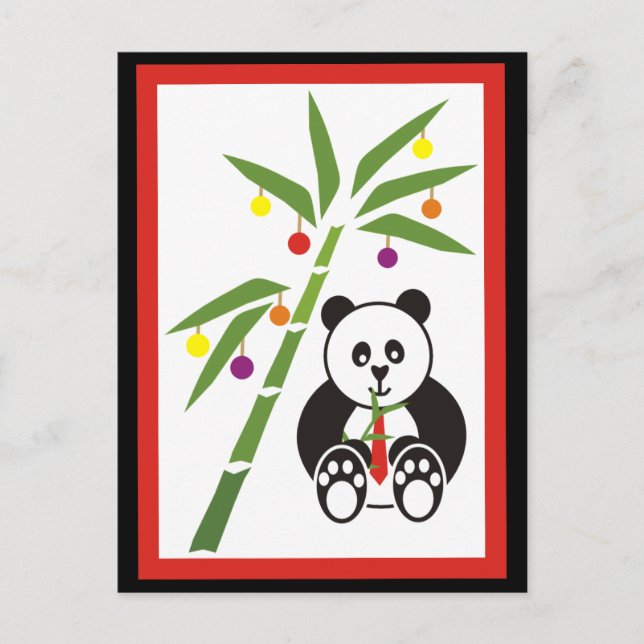 Cartes Pour Fêtes Annuelles Le repas de Noël de Panda ! (Devant)