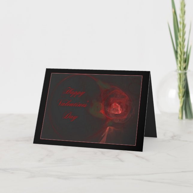 Cartes Pour Fêtes Annuelles Le ~ ROSE de VALENTINE sur le noir (Devant)