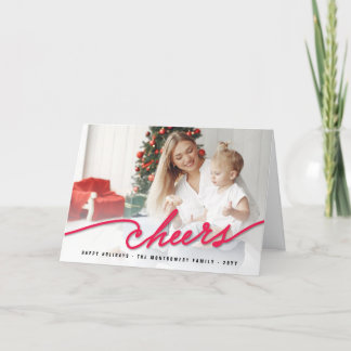 Cartes Pour Fêtes Annuelles Le rouge simple encourage la photo moderne de