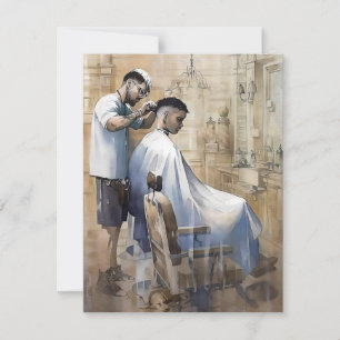 Cartes Pour Fêtes Annuelles Le Salon de Coiffure en Aquarelles