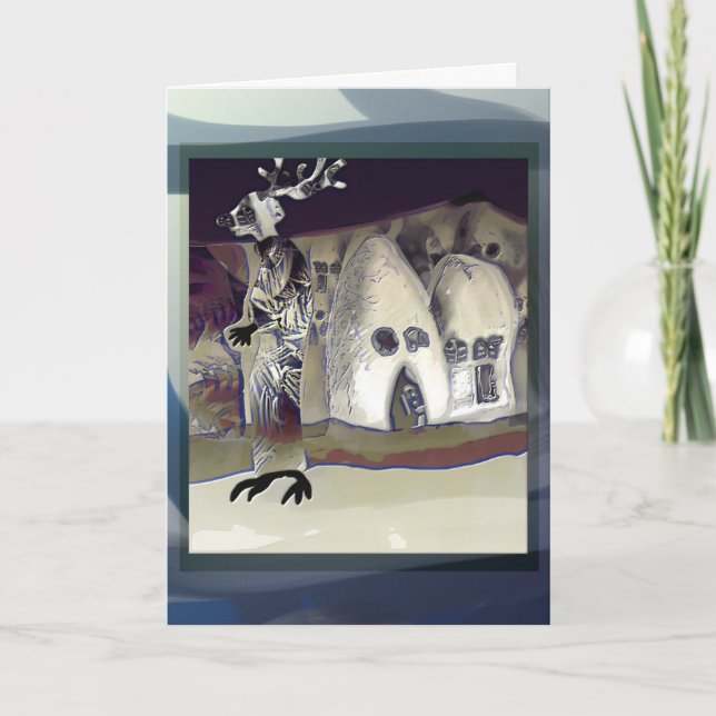 Cartes Pour Fêtes Annuelles Le shaman Reindeer sillonne les rues peu calmes (Devant)