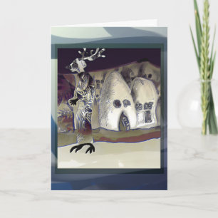 Cartes Pour Fêtes Annuelles Le shaman Reindeer sillonne les rues peu calmes