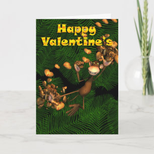 Cartes Pour Fêtes Annuelles Le singe de Valentine tenant le coeur