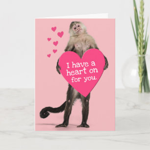 Cartes Pour Fêtes Annuelles Le singe mignon a "le coeur" - Saint Valentin
