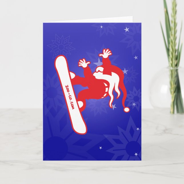 Cartes Pour Fêtes Annuelles Le snowboarding de Santa Claus Goes ! (Devant)
