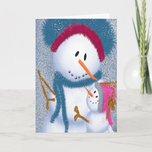 Cartes Pour Fêtes Annuelles Le Snowmomma et la Snowgirl (Devant)