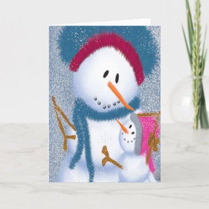 Cartes Pour Fêtes Annuelles Le Snowmomma et la Snowgirl