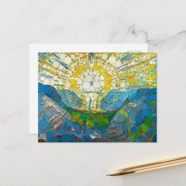 Cartes Pour Fêtes Annuelles Le soleil, points d'infini par William Morris (Devant/Arrière en situation)