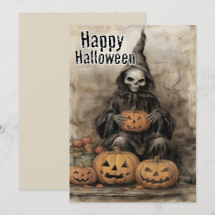 Cartes Pour Fêtes Annuelles Le sort Citrouille — Machine rustique