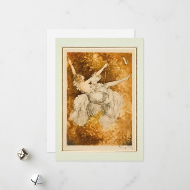 Cartes Pour Fêtes Annuelles Le Swing, 1928 par Louis Icart (Devant/Arrière en situation)